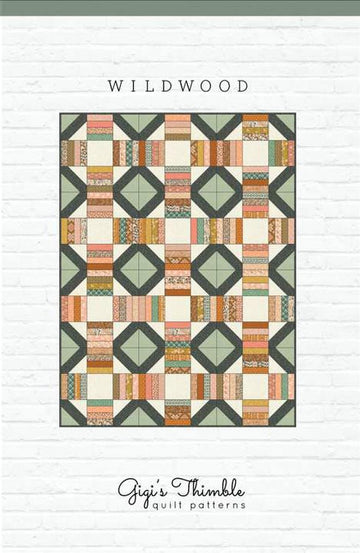 Image of the Wildwood pattern by Amber Johnson for Riley Blake Designs. Features striped lines and squares on the quilt. 
Cute Little Fabric Shop