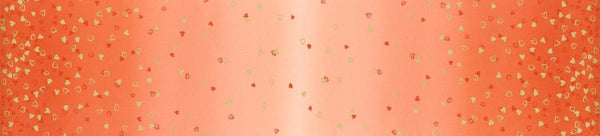 I Heart Ombre METALLIC 10875 Tangerine - Moda - Light to Darker Orange with Gold SPARKLE Stars - Quilting Cotton Fabric