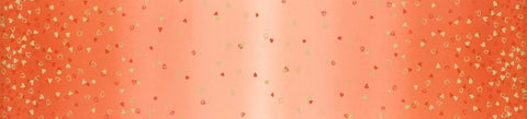 I Heart Ombre METALLIC 10875 Tangerine - Moda - Light to Darker Orange with Gold SPARKLE Stars - Quilting Cotton Fabric