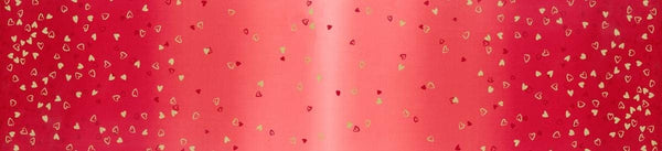 I Heart Ombre METALLIC 10875 Cherry - Moda - Light to Darker Red with Gold SPARKLE Stars - Quilting Cotton Fabric