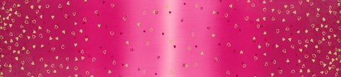 I Heart Ombre METALLIC 10875 Pomegranate - Moda - Light to Darker Hot Pink with Gold SPARKLE Stars - Quilting Cotton Fabric