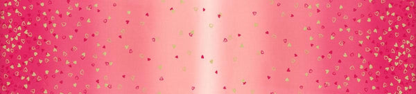 SALE I Heart Ombre METALLIC 10875 Hot Pink - Moda - Light to Darker Pink with Gold SPARKLE Stars - Quilting Cotton Fabric