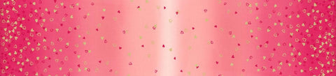 SALE I Heart Ombre METALLIC 10875 Hot Pink - Moda - Light to Darker Pink with Gold SPARKLE Stars - Quilting Cotton Fabric