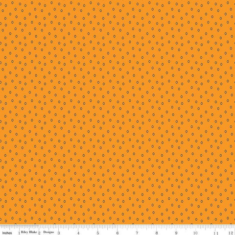 Image of the Cheddar at Twilight Diamonds Cheddar quilting cotton fabric by Riley Blake Designs. Features small diamonds arranged on a dark orange background. 
Cute Little Fabric Shop