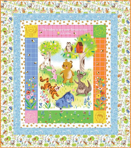 100 Aker Woods My Favorite Day Panel Quilt Kit by Jill Howarth - Riley Blake - Pattern Fabric - Quilting Cotton