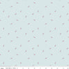 Image of the Garden Dreams Leaf Toss Mist quilting cotton fabric by Amber Elliot for Riley Blake Designs. Features leaves scattered on a light blue background. 
Cute Little Fabric Shop
