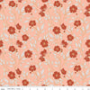 Image of the Garden Dreams Main Peaches 'n Cream quilting cotton fabric by Amber Elliot for Riley Blake Designs. Features flowers and vines on a light orange coral background. 
Cute Little Fabric Shop