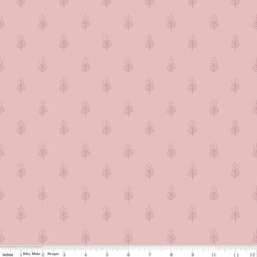 Image of the Garden Dreams Leaf Doodle Dusty Pink quilting cotton fabric by Amber Elliot for Riley Blake Designs. Features leaves and berries scattered on a muted pink background. 
Cute Little Fabric Shop