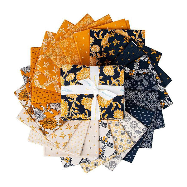 Image of the Cheddar at Twilight fat quarter bundle by The RBD Designers for Riley Blake Designs. Features floral fabrics and geometric patterns on orange, blue, and cream fabrics.
Cute Little Fabric Shop