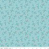 Image of the Melody Vines Aqua quilting cotton fabric by Beverly McCullough for Riley Blake Designs. Features flowers on vines on a light blue background. 
Cute Little Fabric Shop