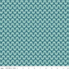 Image of the Melody Deco Leaves Colonial Blue quilting cotton fabric by Beverly McCullough for Riley Blake Designs. Features geometric green flowers on a dark blue background. 
Cute Little Fabric Shop