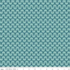 Image of the Melody Deco Leaves Colonial Blue quilting cotton fabric by Beverly McCullough for Riley Blake Designs. Features geometric green flowers on a dark blue background. 
Cute Little Fabric Shop