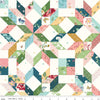 Image of the Melody Carpenter Star Cheater Print Multi quilting cotton fabric by Beverly McCullough for Riley Blake Designs. Features a carpenter star quilt design with blue, green, pink, yellow, and white. 
Cute Little Fabric Shop