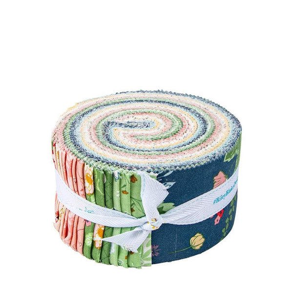 Image of the Melody Rolie Polie by Beverly McCullough for Riley Blake Designs. Features blue, pink, green, yellow, and cream floral fabrics. 
Cute Little Fabric Shop