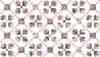 Image of the A Walk on the Prairie Prairie Chain Cheater White quilting cotton fabric by Modern Prairie for Riley Blake Designs. Features a tulip block designs with pink, grey, and cream fabrics. 
Cute Little Fabric Shop