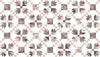 Image of the A Walk on the Prairie Prairie Chain Cheater White quilting cotton fabric by Modern Prairie for Riley Blake Designs. Features a tulip block designs with pink, grey, and cream fabrics. 
Cute Little Fabric Shop