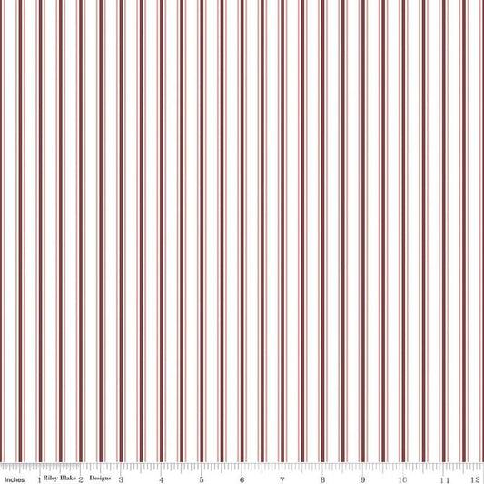 Image of the A Walk on the Prairie Stripes White quilting cotton fabric by Modern Prairie for Riley Blake Designs. Features a multicolored red/dark maroon stripe pattern on a white background.
Cute Little Fabric Shop