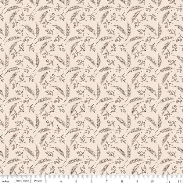 Image of the A Walk on the Prairie Wheat Putty quilting cotton fabric by Modern Prairie for Riley Blake Designs. Features tossed wheat and leaves on a cream background.
Cute Little Fabric Shop