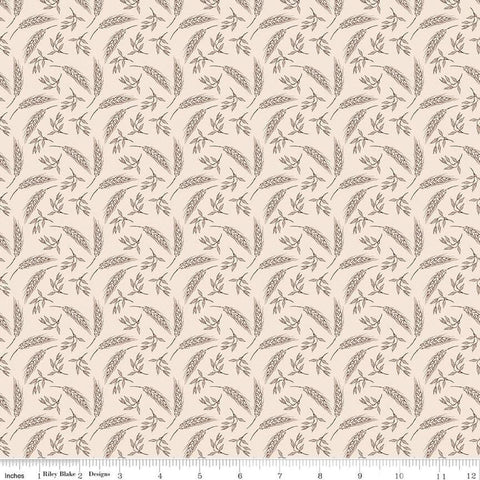 Image of the A Walk on the Prairie Wheat Putty quilting cotton fabric by Modern Prairie for Riley Blake Designs. Features tossed wheat and leaves on a cream background.
Cute Little Fabric Shop