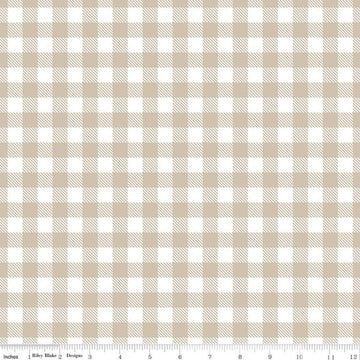 Image of the A Walk on the Prairie Plaid Khaki quilting cotton fabric by Modern Prairie for Riley Blake Designs. Features a printed gingham pattern on a tan background.
Cute Little Fabric Shop
