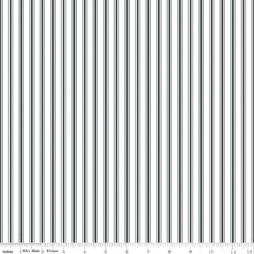 Image of the A Walk on the Prairie Stripes Deep River quilting cotton fabric by Modern Prairie for Riley Blake Designs. Features a multicolored dark green stripe pattern on a white background.
Cute Little Fabric Shop