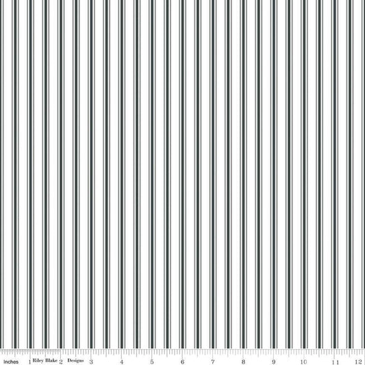 Image of the A Walk on the Prairie Stripes Deep River quilting cotton fabric by Modern Prairie for Riley Blake Designs. Features a multicolored dark green stripe pattern on a white background.
Cute Little Fabric Shop