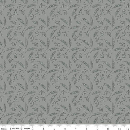 Image of the A Walk on the Prairie Wheat Sage Gray quilting cotton fabric by Modern Prairie for Riley Blake Designs. Features tossed wheat and leaves on a gray green background.
Cute Little Fabric Shop