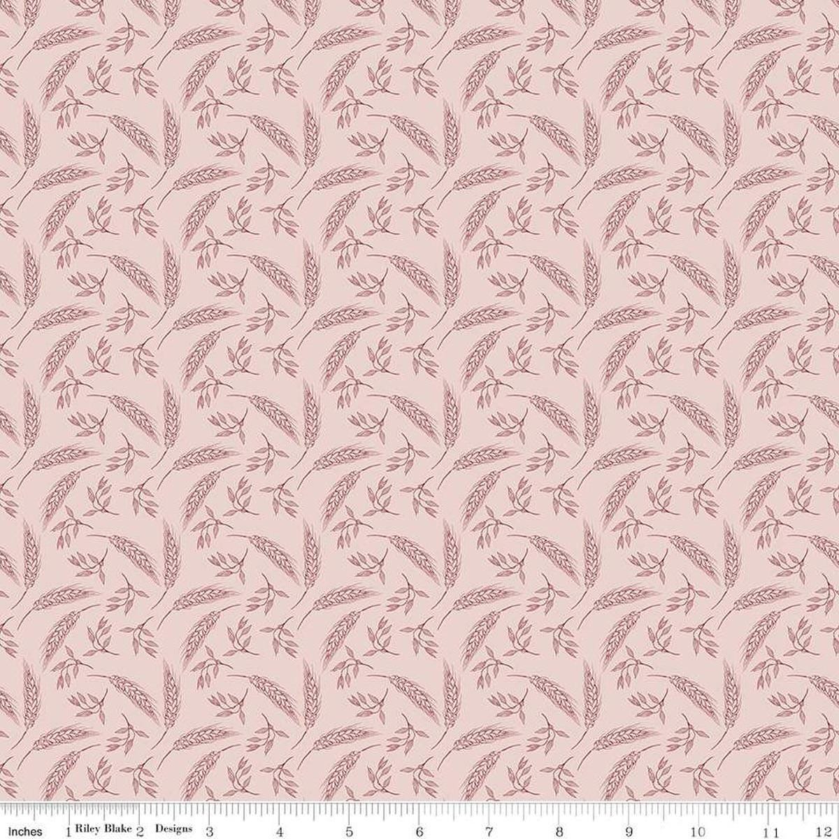 Image of the A Walk on the Prairie Wheat Dusty Pink quilting cotton fabric by Modern Prairie for Riley Blake Designs. Features tossed wheat and leaves on a light pink background.
Cute Little Fabric Shop