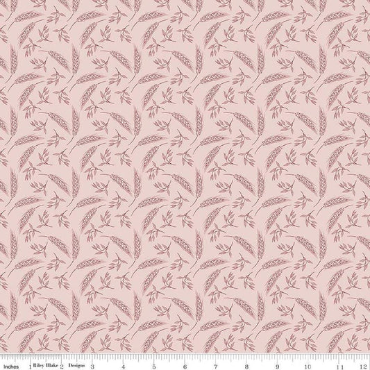 Image of the A Walk on the Prairie Wheat Dusty Pink quilting cotton fabric by Modern Prairie for Riley Blake Designs. Features tossed wheat and leaves on a light pink background.
Cute Little Fabric Shop