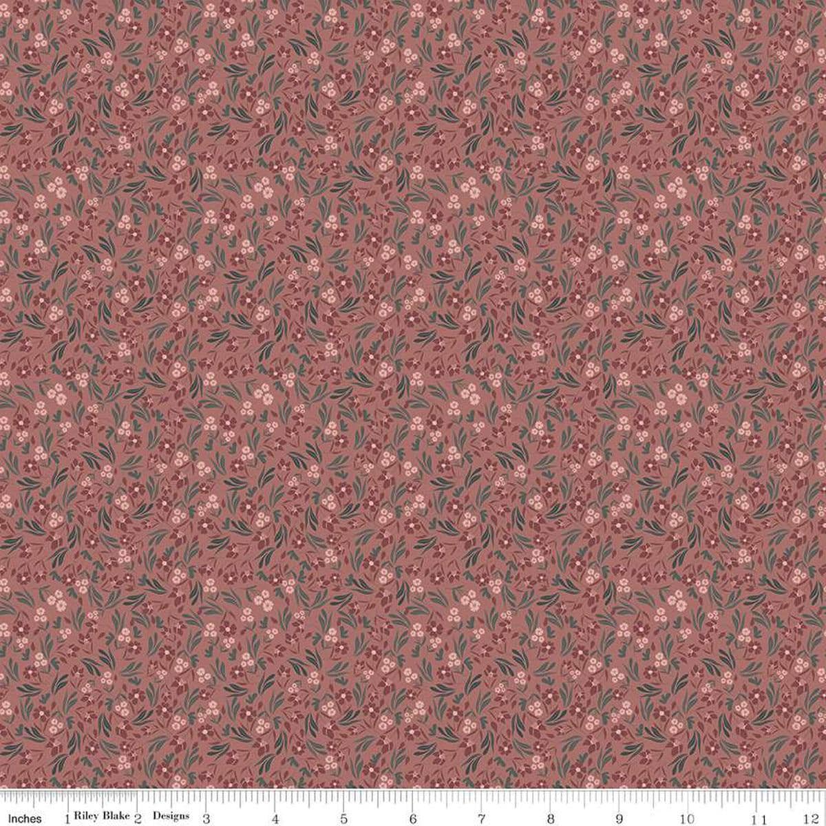 Image of the A Walk on the Prairie Ditsy Canyon Rose quilting cotton fabric by Modern Prairie for Riley Blake Designs. Features small flowers and leaves on a dusty pink background.
Cute Little Fabric Shop