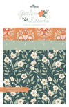 Image of the Garden Dreams storyboard by Amber Elliot for Riley Blake Designs. Features a green floral print with light green and orange. 
Cute Little Fabric Shop
