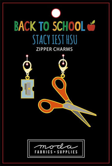 SALE Sew Cute Zipper Charms Enamel Sharpner Scissor CH102 - Cathe Holden - Moda Fabrics - Two Count - Lobster Clasps