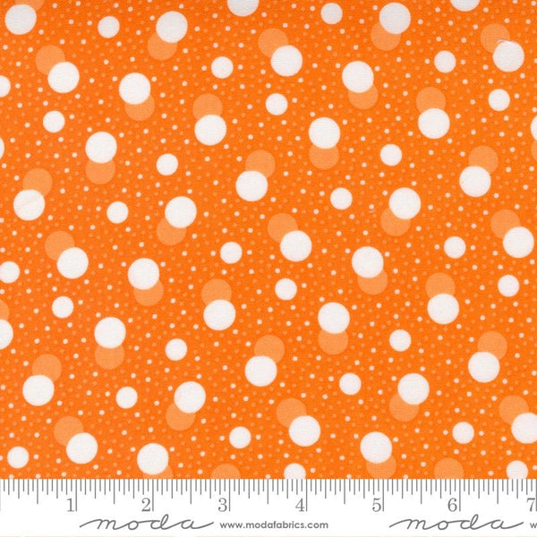 27" End of Bolt - SALE Too Cute to Spook Double Trouble 22424 Orange - Moda - Halloween White Polka Dot Dots Dotted - Quilting Cotton Fabric