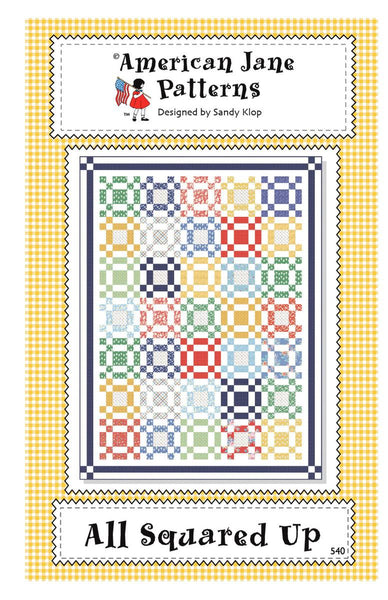 Image of the All Squared Up quilt pattern by American Jane for Riley Blake Designs. Features squares of multicolored fabric on a white background.
Cute Little Fabric Shop