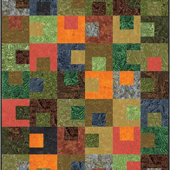 Image of the Gummies quilt pattern by Villa Rosa Designs for Riley Blake Designs. Features green and orange color squares. 
Cute Little Fabric Shop