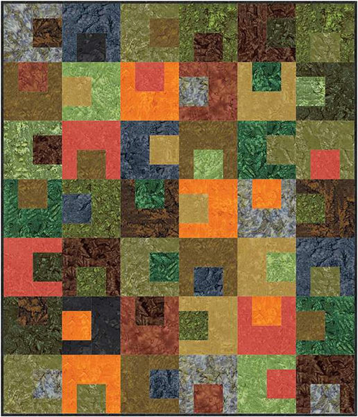 Image of the Gummies quilt pattern by Villa Rosa Designs for Riley Blake Designs. Features green and orange color squares. 
Cute Little Fabric Shop