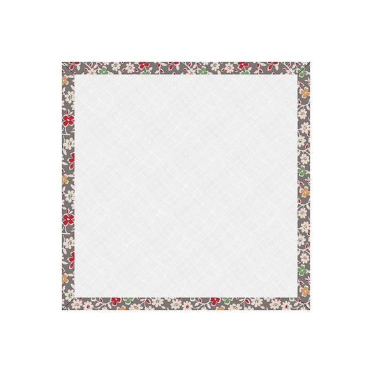Image of the 10" Design Board Autumn Milk Can by Lori Holt for Riley Blake Designs. Features a 10 inch square with cardboard and batting with a gray brown floral border. 
Cute Little Fabric Shop