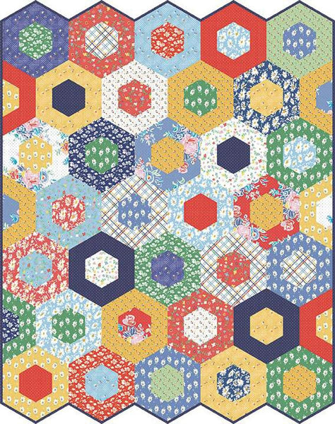 Image of the Easy Garden quilt kit by American Jane for Riley Blake Designs. Features a quilt with concentric geometric shapes. 
Cute Little Fabric Shop