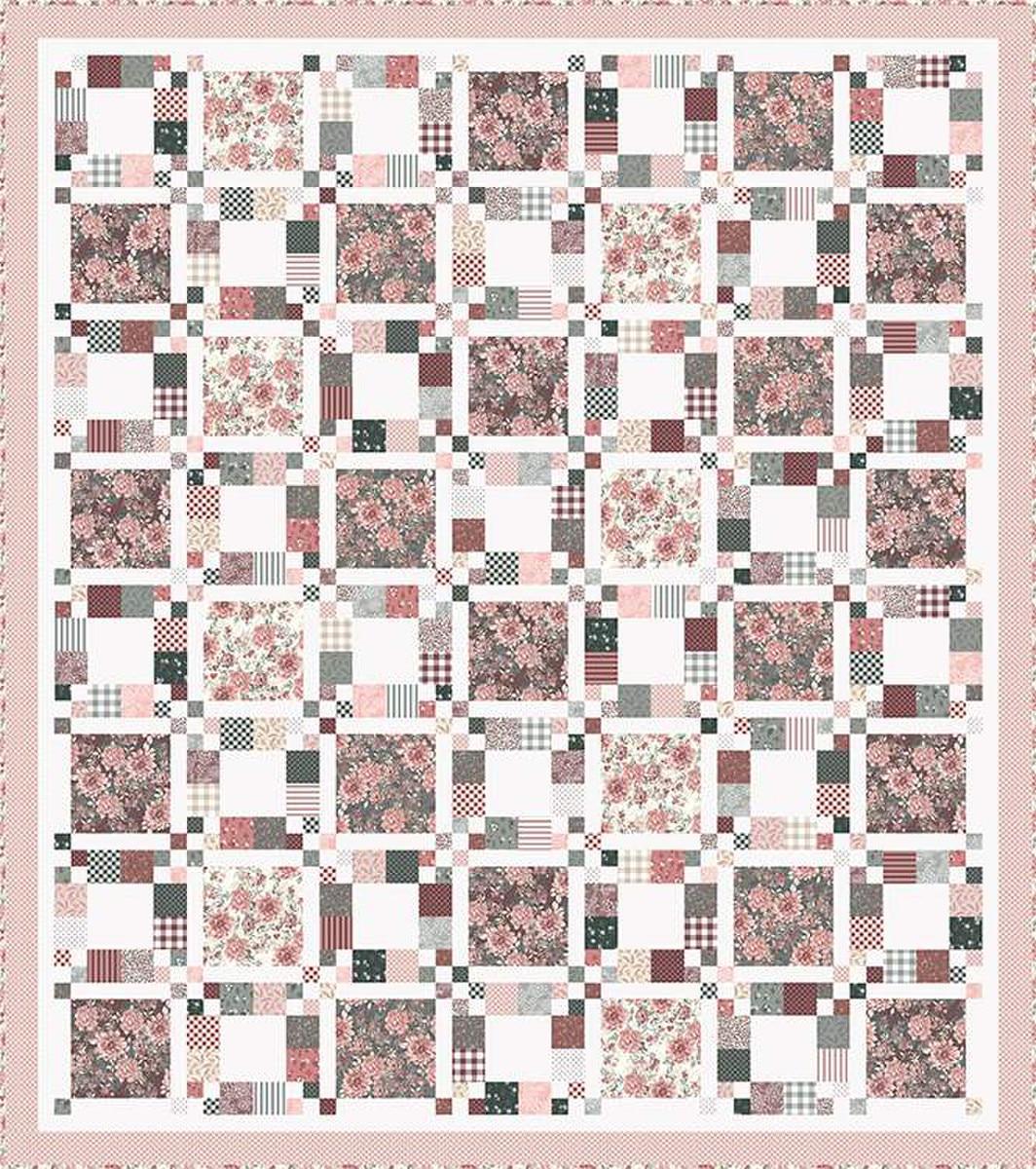 Image of the Prairie Picnic quilt pattern by Modern Prairie for Riley Blake Designs. Features squares on a quilt. 
Cute Little Fabric Shop