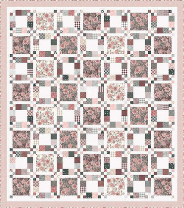 Image of the Prairie Picnic quilt pattern by Modern Prairie for Riley Blake Designs. Features squares on a quilt. 
Cute Little Fabric Shop