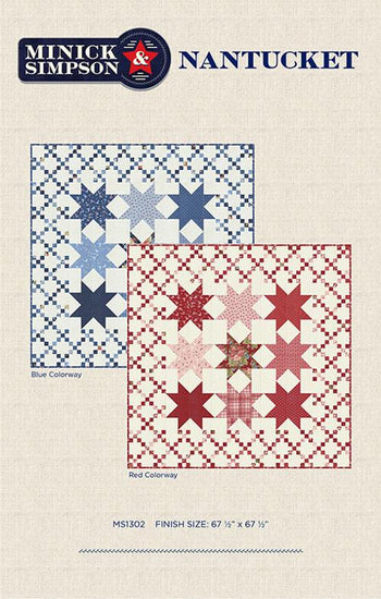 Image of the Nantucket quilt pattern by Minick & Simpson for Moda Fabrics. Features stars on a quilt. 
Cute Little Fabric Shop