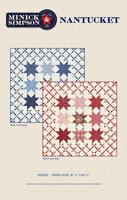 Image of the Nantucket quilt pattern by Minick & Simpson for Moda Fabrics. Features stars on a quilt. 
Cute Little Fabric Shop