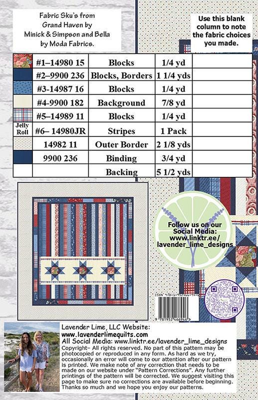 Image of the God Shed his Grace quilt pattern by Lavender Lime for Moda Fabrics. Features the fabric requirements.
Cute Little Fabric Shop