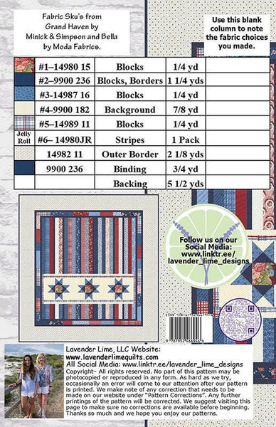 Image of the God Shed his Grace quilt pattern by Lavender Lime for Moda Fabrics. Features the fabric requirements.
Cute Little Fabric Shop