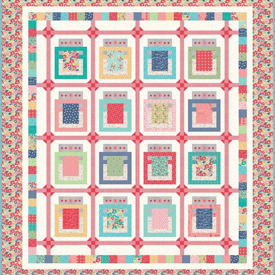 Image of the Baked with Love Quilt Pattern by Lori Holt for Riley Blake Designs. Features a quilt with ovens on it. 
Cute Little Fabric Shop