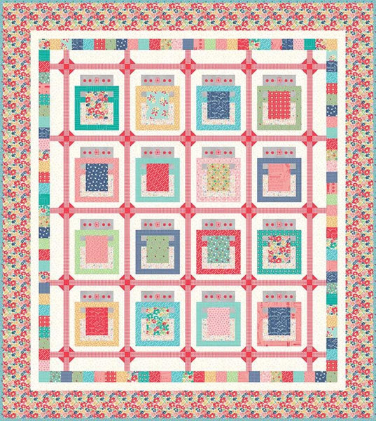 Image of the Baked with Love Quilt Pattern by Lori Holt for Riley Blake Designs. Features a quilt with ovens on it. 
Cute Little Fabric Shop