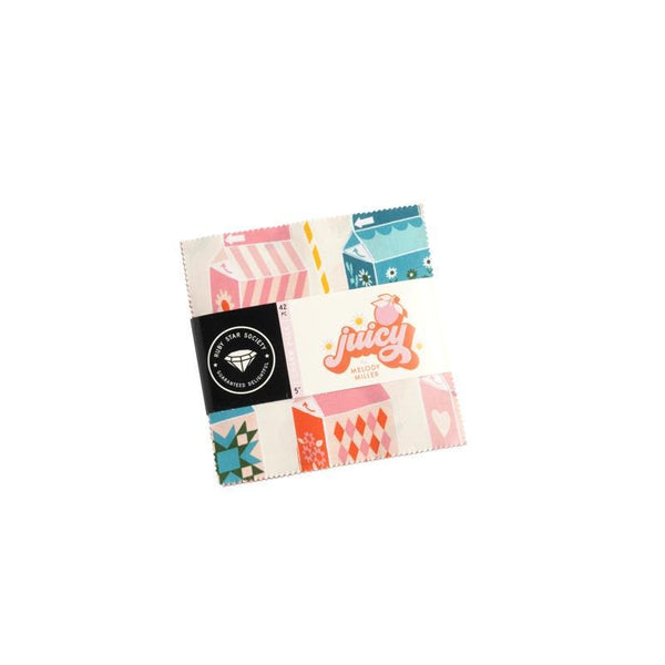 Image of the Juicy 5 inch stacker by Ruby Star Society for Moda Fabrics. Features juice box patterns on quilting cotton fabric.
Cute Little Fabric Shop