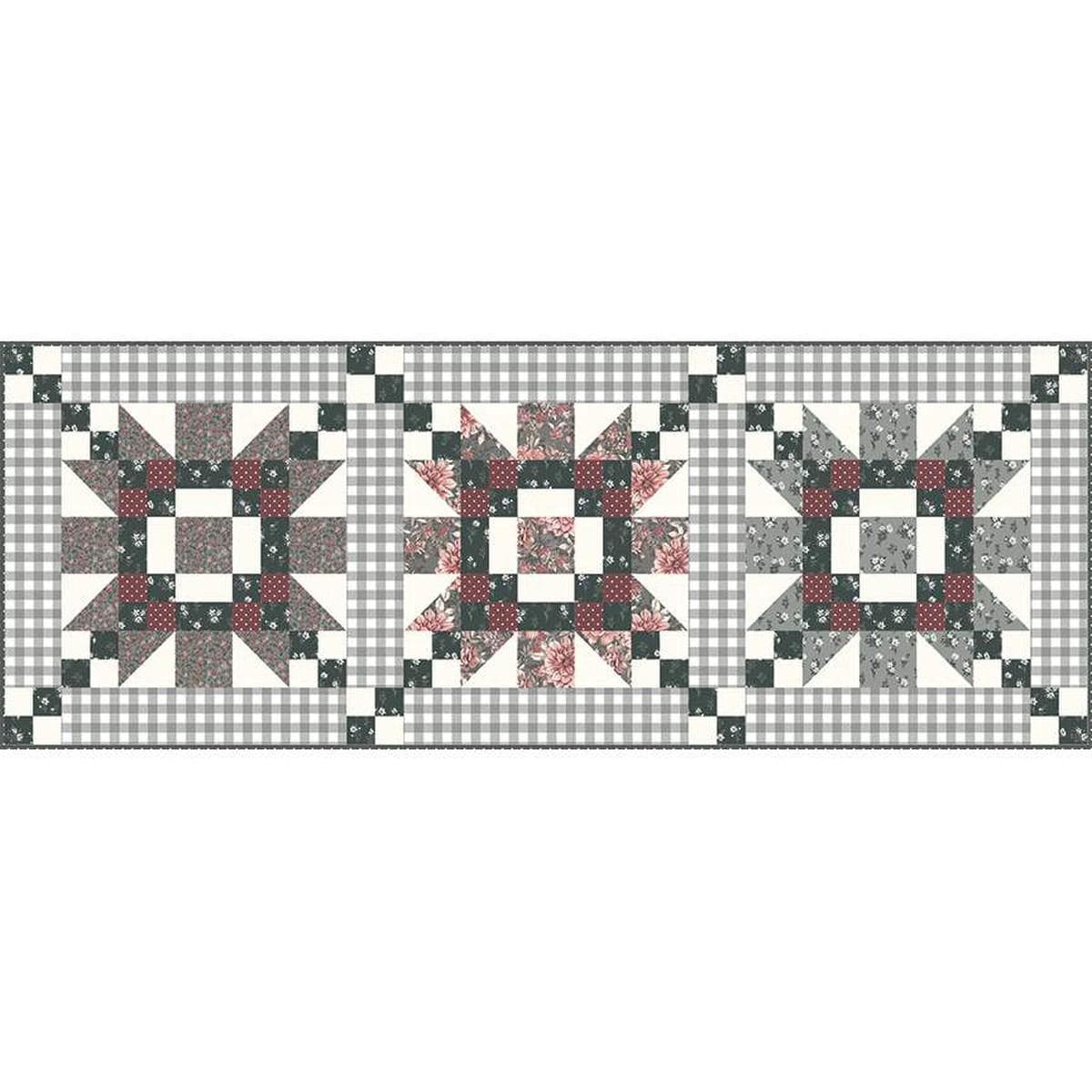 Image of the Modern Prairie Down the Garden Patch Runner Boxed Kit by Modern Prairie for Riley Blake Designs. Features a flower pattern quilt kit. 
Cute Little Fabric Shop