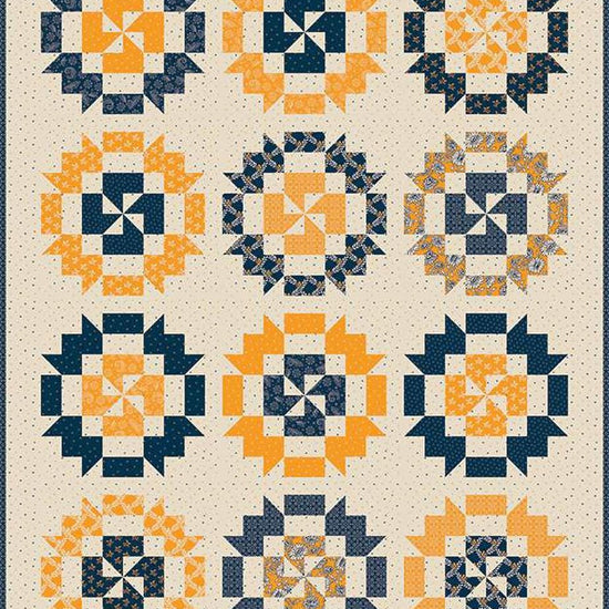 Image of the Cheddar at Twilight Peppermint Bark Quilt Boxed Kit by Riley Blake Designs. Features a circle pattern on a cream background.
Cute Little Fabric Shop
