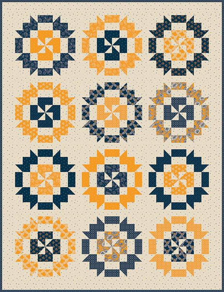 Image of the Cheddar at Twilight Peppermint Bark Quilt Boxed Kit by Riley Blake Designs. Features a circle pattern on a cream background.
Cute Little Fabric Shop